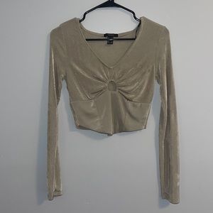 Forever 21 champagne long sleeve crop top, going out top
Size medium